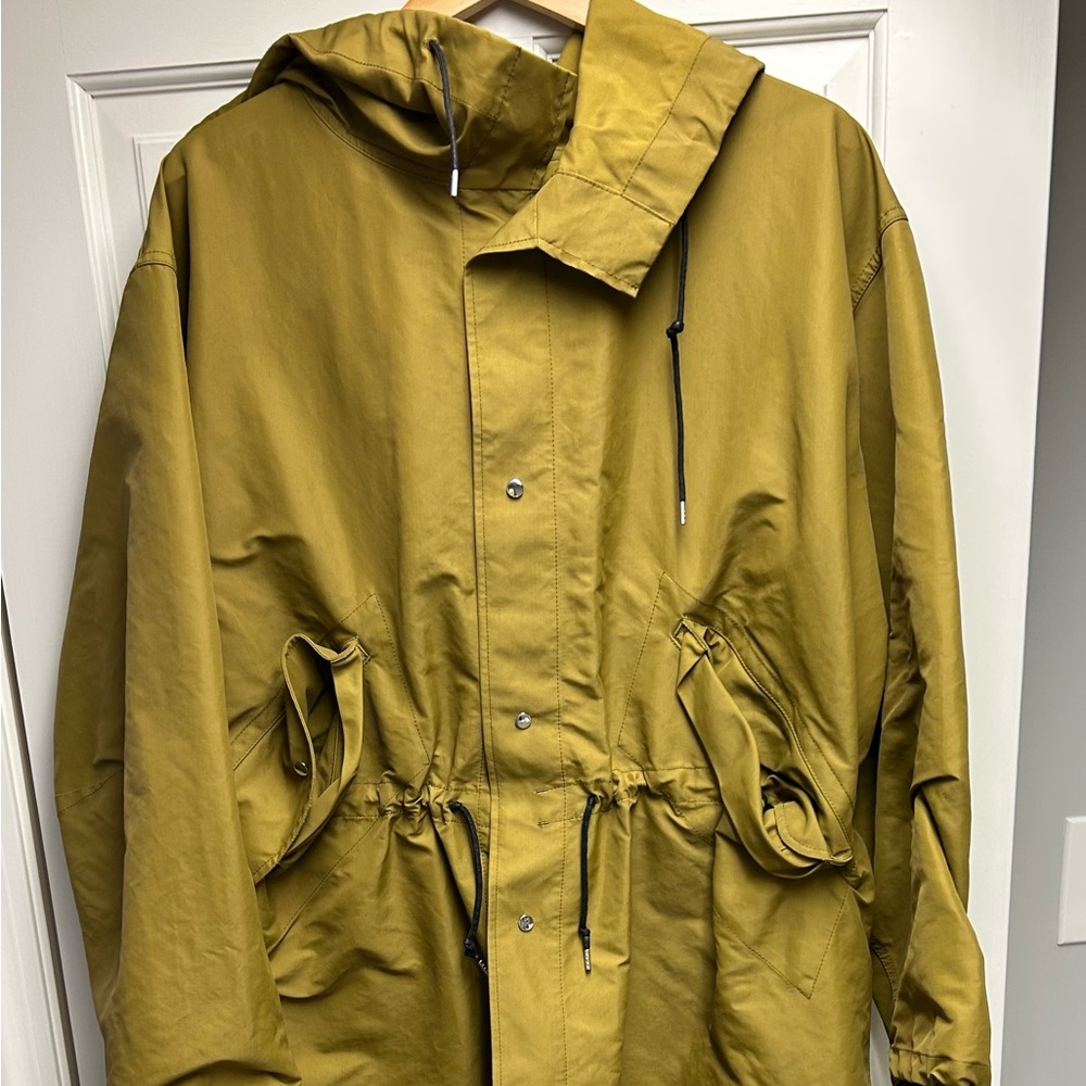 Golden Goose oversized rain coat, cinch ties at waists and bottom, oversized.